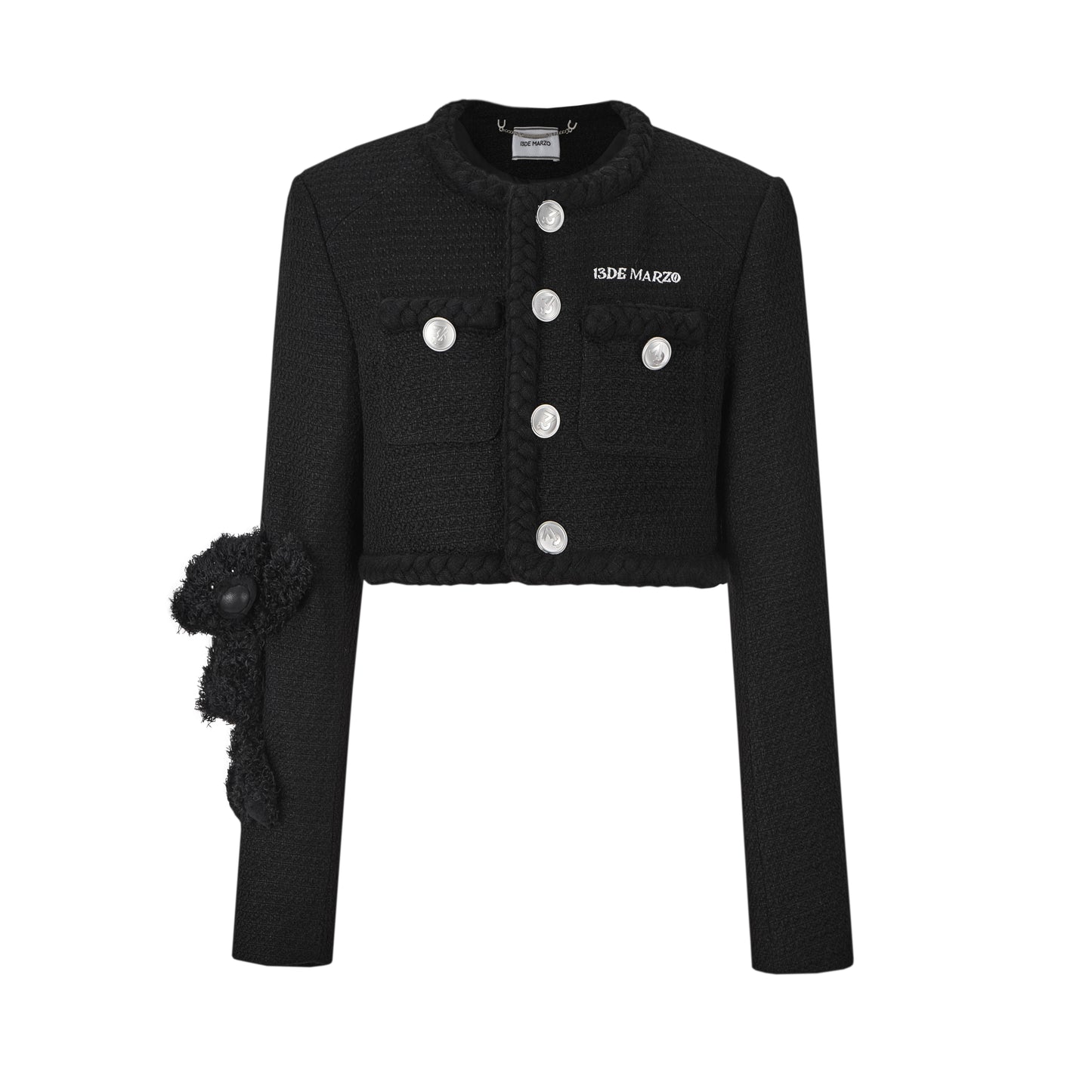 13DE MARZO Classic Weave Tweed Short Jacket
