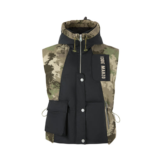 13DE MARZO Bear Camo Patch Down Vest