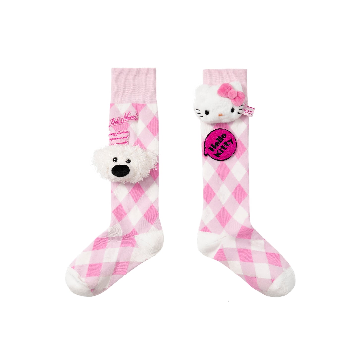 13DE MARZO Hello Kitty Bear Plaid Socks
