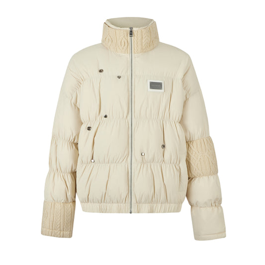 13DE MARZO Bear Knit Patch Wrinkle Down Jacket