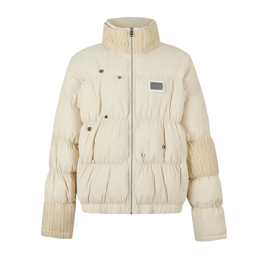 13DE MARZO Bear Knit Patch Wrinkle Down Jacket - 13DE MARZO