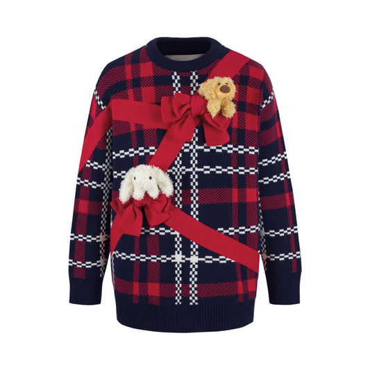 13DE MARZO Christmas Bow Vintage Sweater