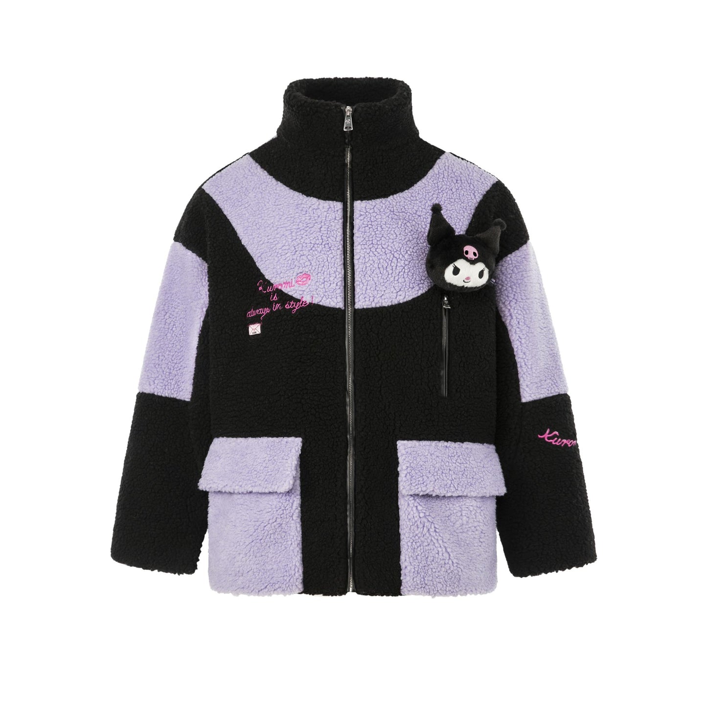 13DE MARZO Kuromi Bear Theme Color Fleece Coat