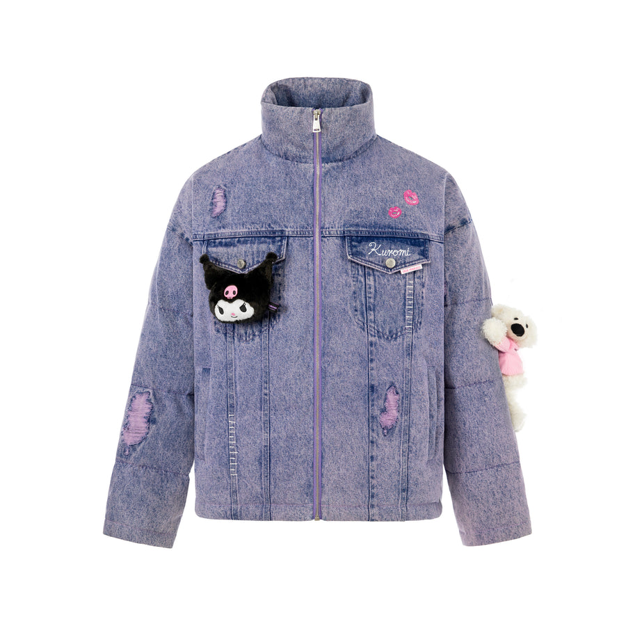 black finish and an adorable Kuromi bear design, making it a standout piece for the season. Designed for both style and warmth, this jacket is perfect for chilly days. Whether you're heading out for a casual day or a night out, the Kuromi jacket adds a touch of playful charm to any outfit.