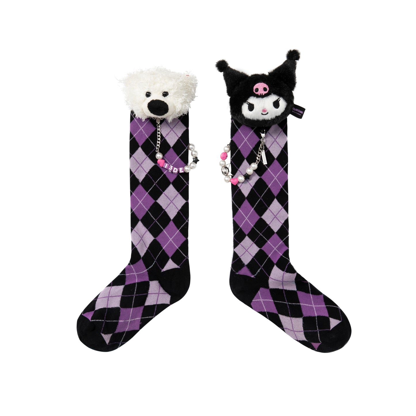 13DE MARZO Kuromi Bear Chain Socks