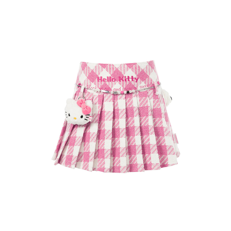 13DE MARZO Hello Kitty Bear Plaid Skirt - 13DE MARZO