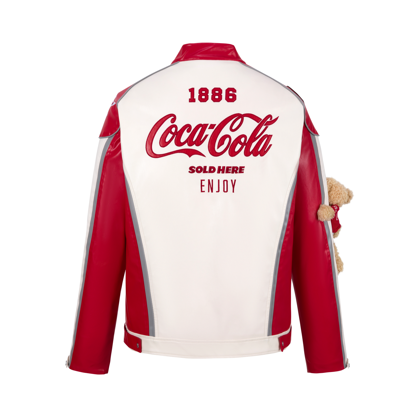 13DE MARZO Coca-Cola Bear Racing Leather Jacket