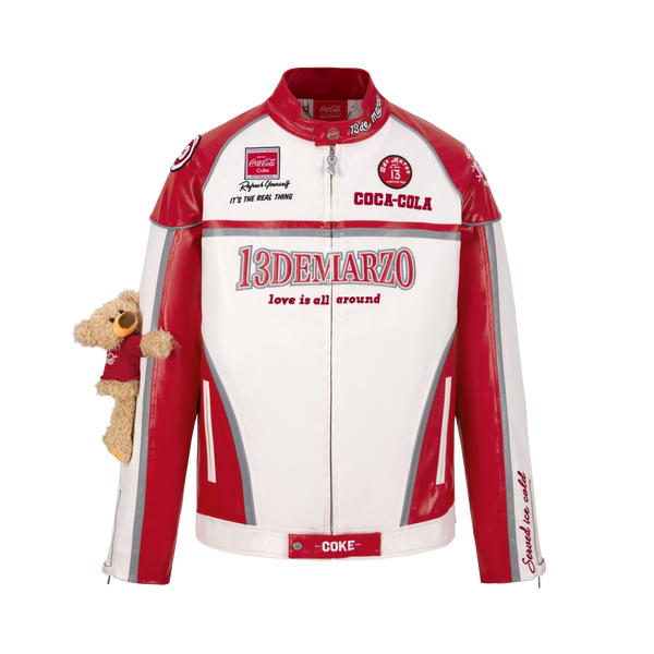 13DE MARZO Coca-Cola Bear Racing Leather Jacket | 13DE MARZO
