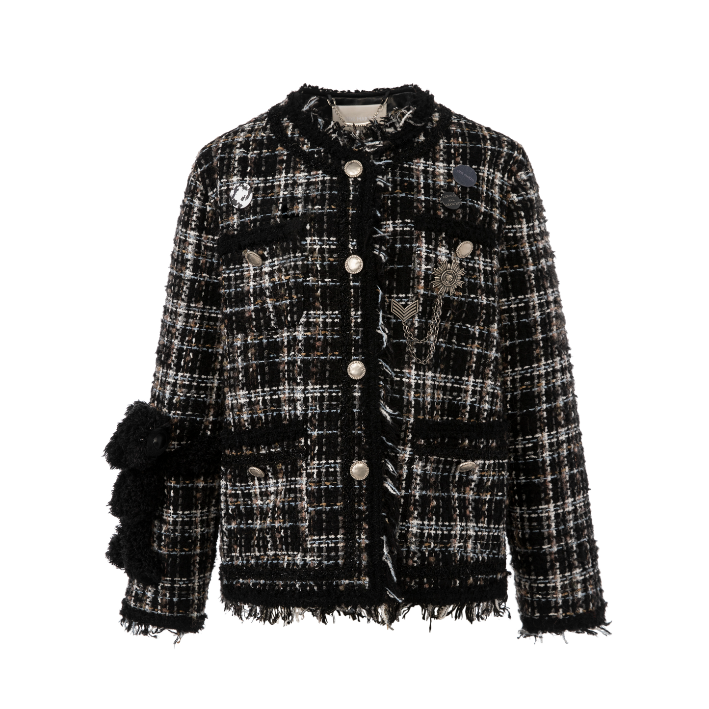 13DE MARZO Badge Punk Tweed Coat