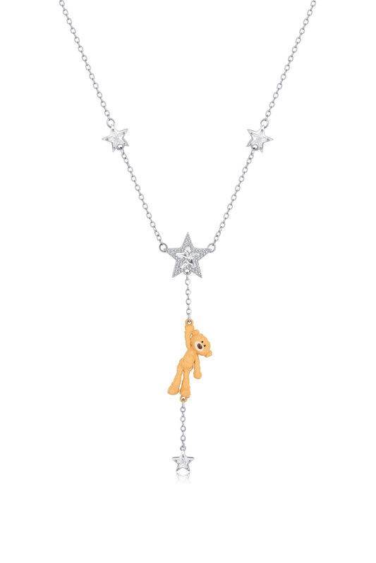 13DE MARZO Bear Reaching Star Necklace