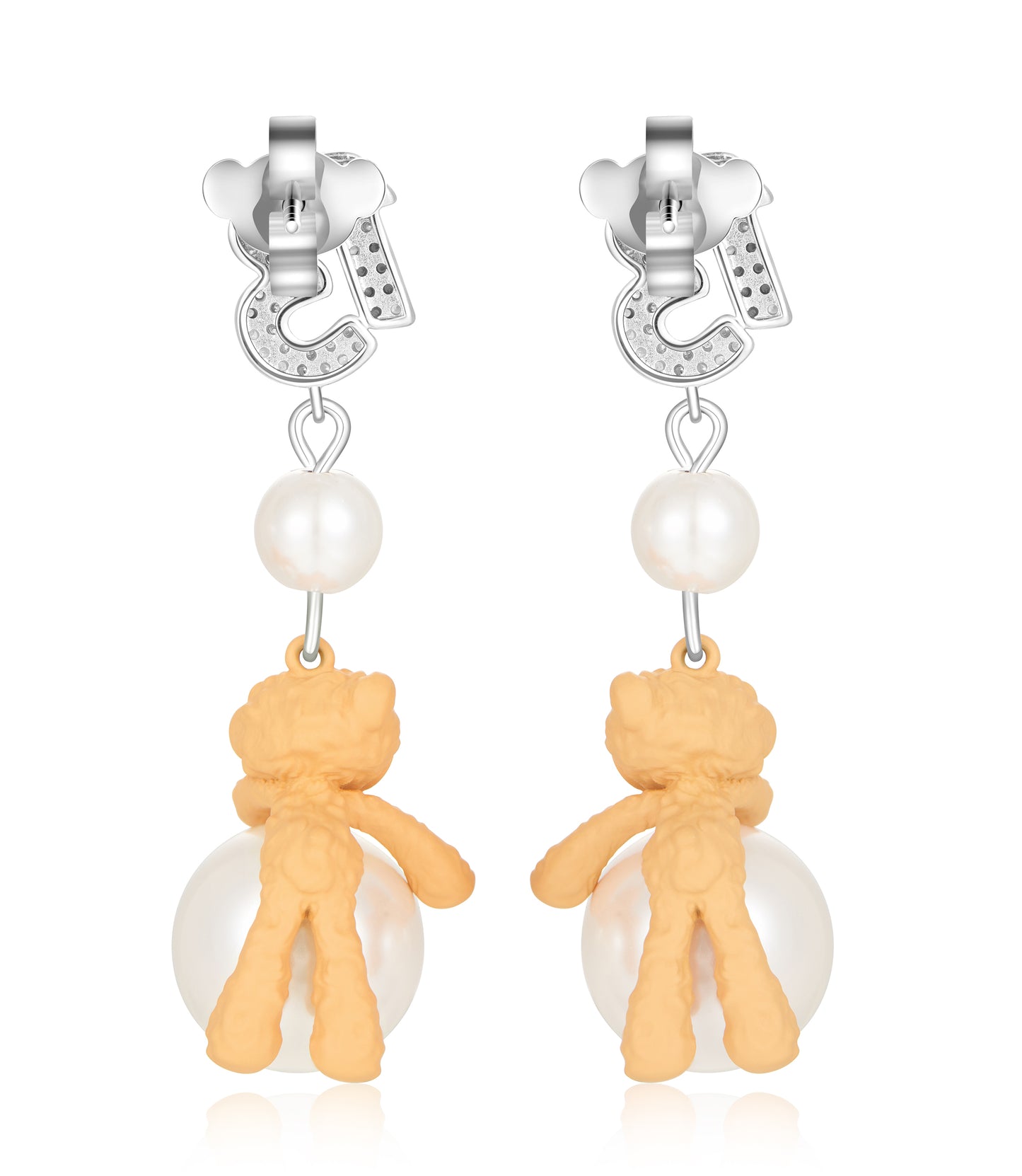 13DE MARZO Bear Prone Pearl Pendant Earring