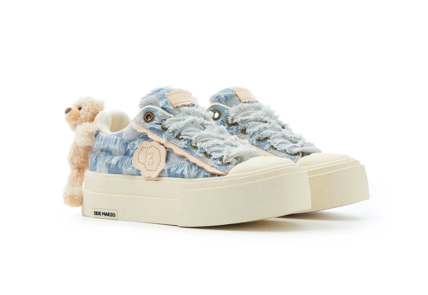 13DE MARZO Bear Denim Badge Sneakers