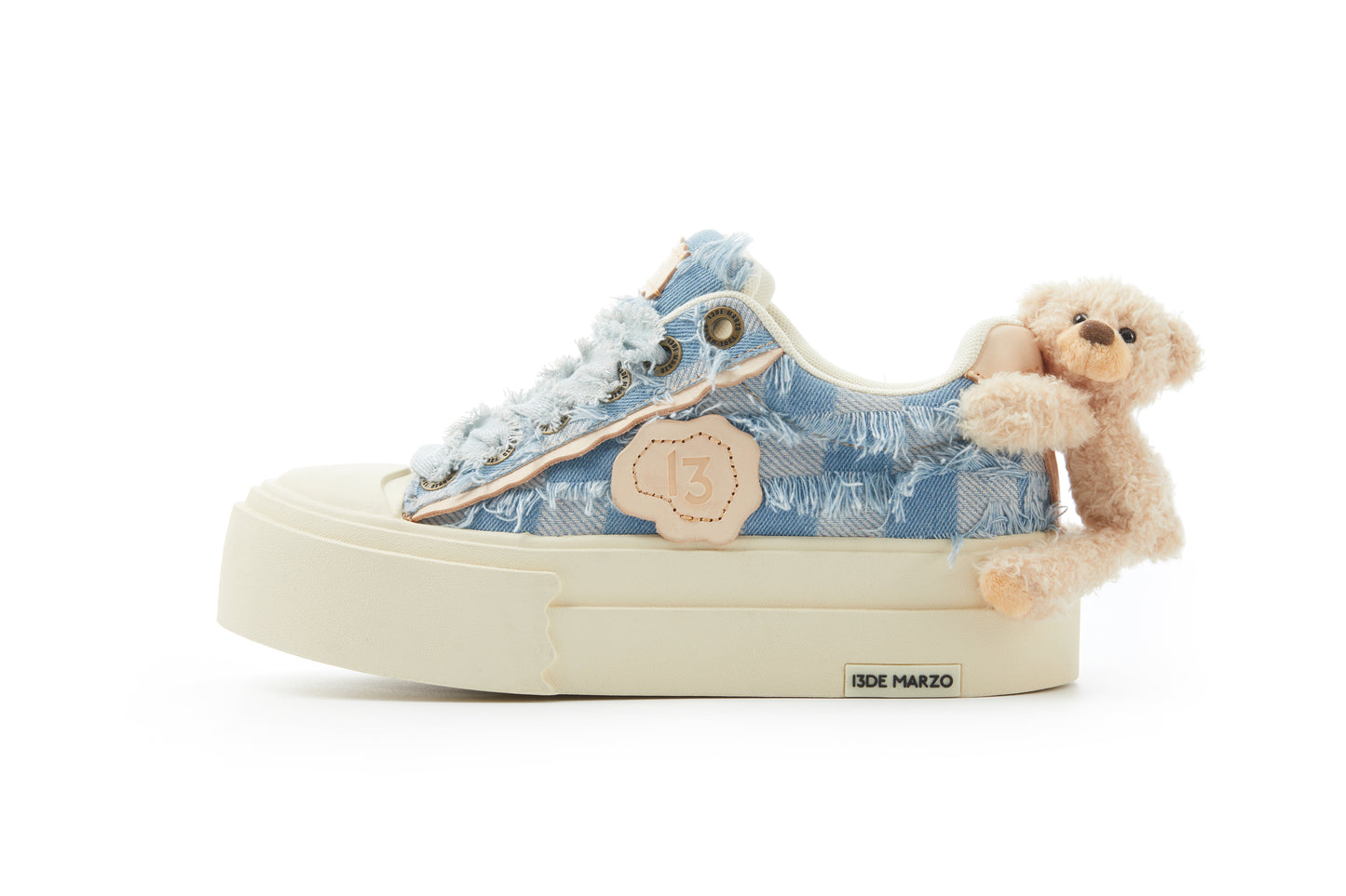 13DE MARZO Bear Denim Badge Sneakers