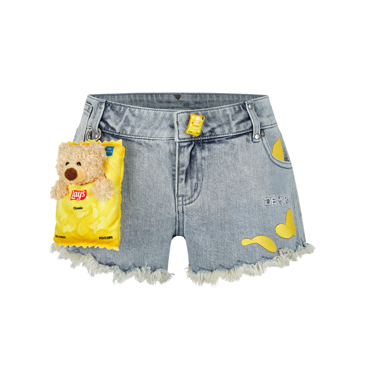 13DE MARZO Lay's Bear Washed Denim Shorts