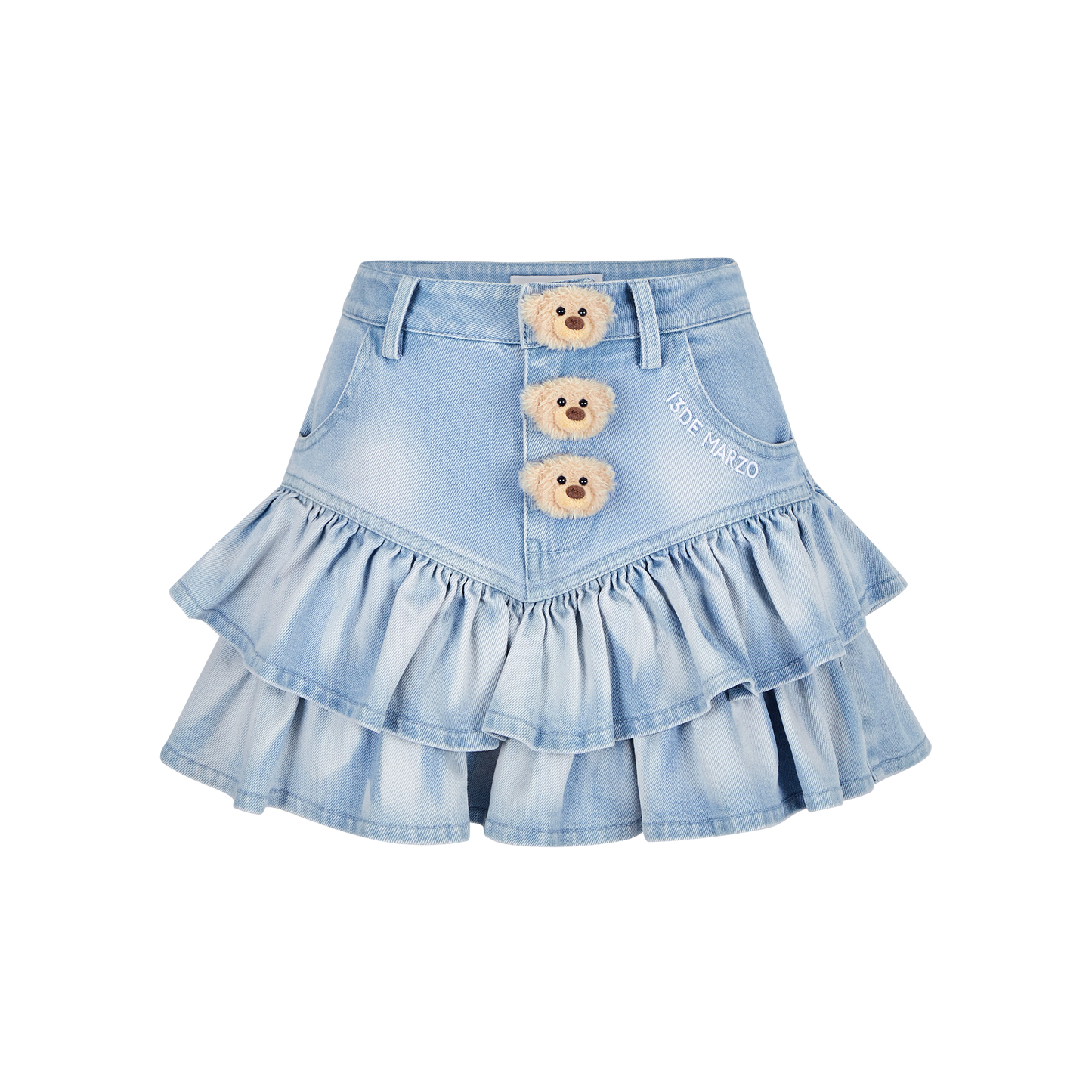 13DE MARZO Bear Denim Cake Skirt