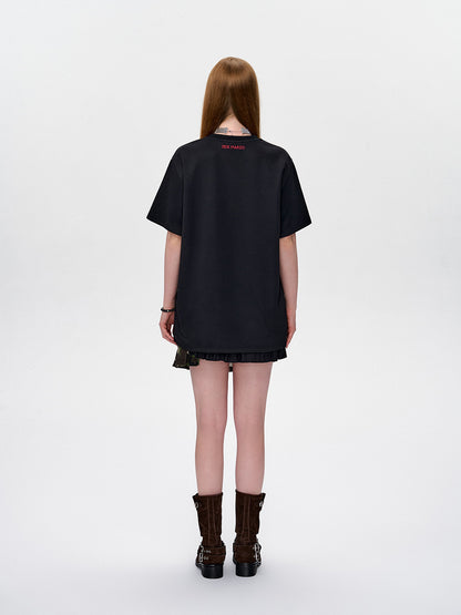 13DE MARZO Bear Hollow Heart T-shirt Black