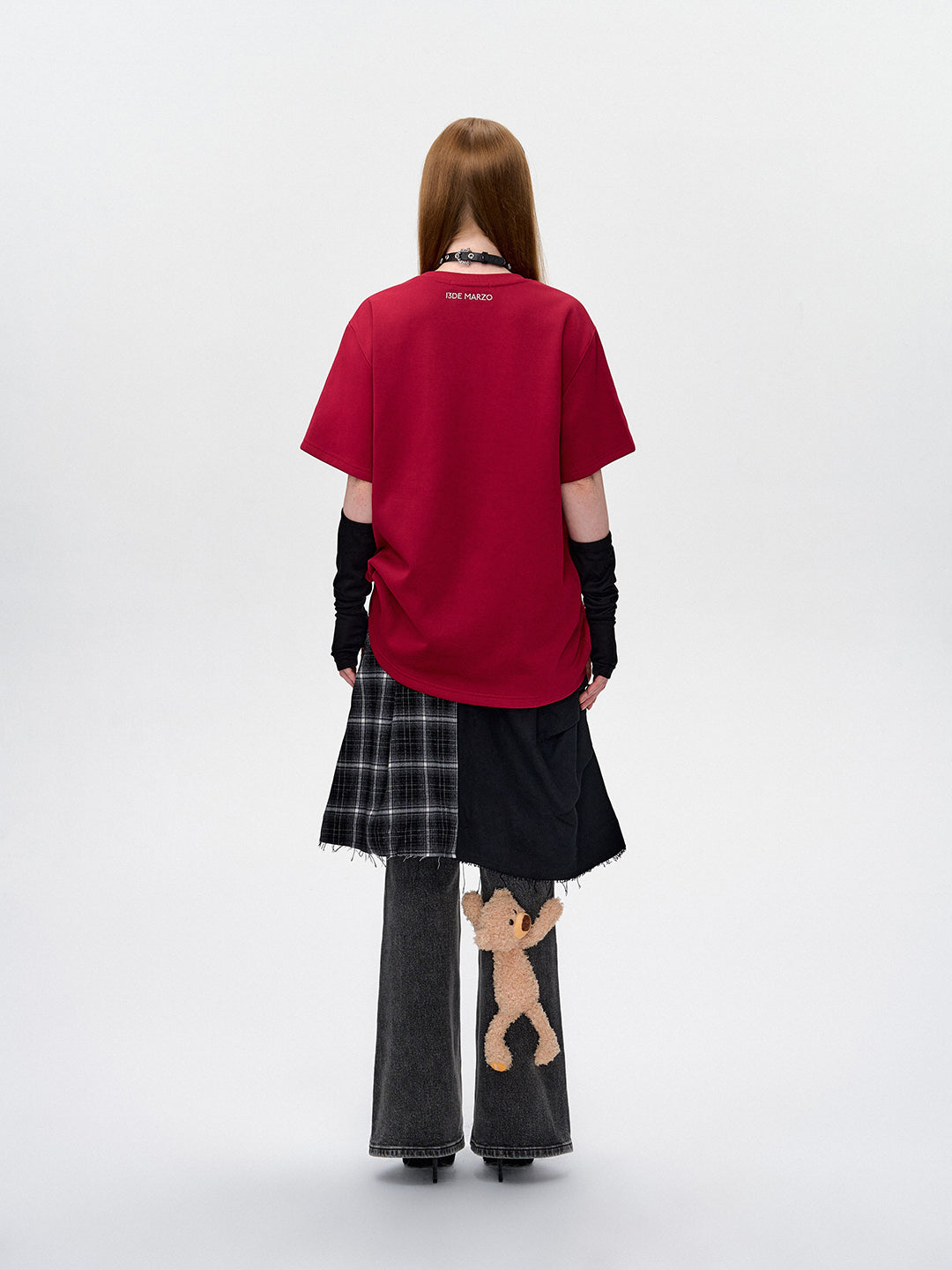 13DE MARZO Bear Hollow Heart T-shirt Red