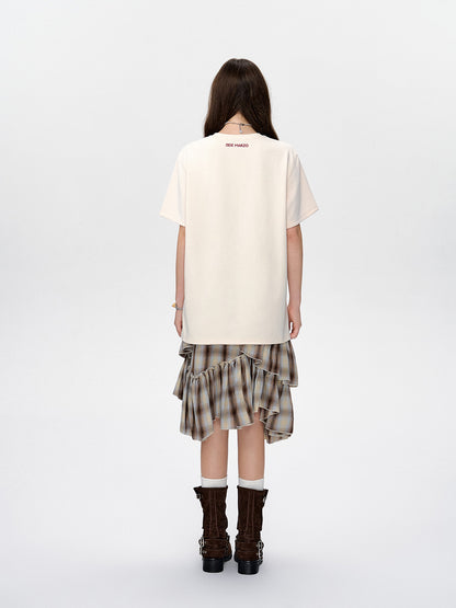 13DE MARZO Bear Hollow Heart T-shirt Beige