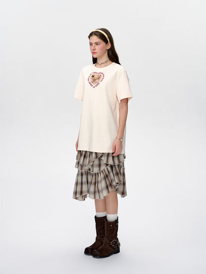 13DE MARZO Bear Hollow Heart T-shirt Beige