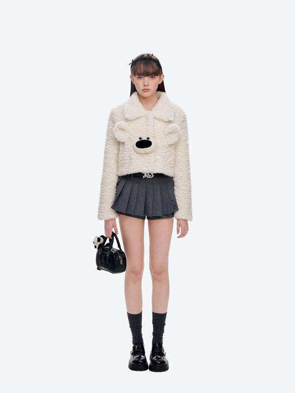 13DE MARZO Bear Face Faux Fur Coat - 13DE MARZO