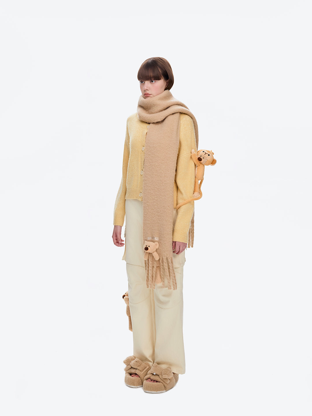 13DE MARZO Doozoo Fleece Scarf Khaki - 13DE MARZO