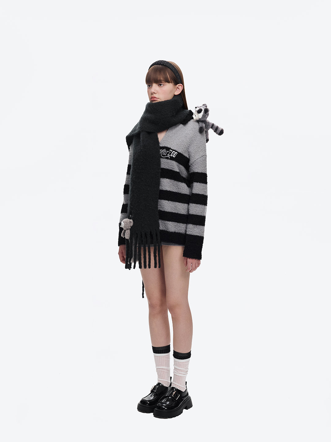 13DE MARZO Doozoo Fleece Scarf Black - 13DE MARZO