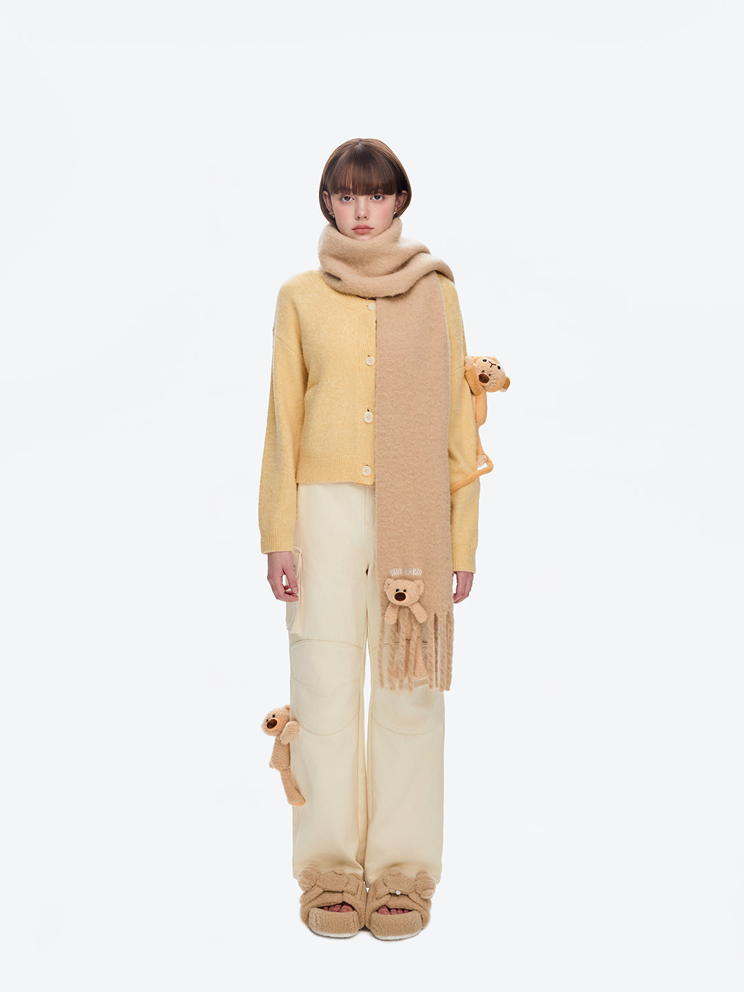 13DE MARZO Doozoo Fleece Scarf Khaki - 13DE MARZO