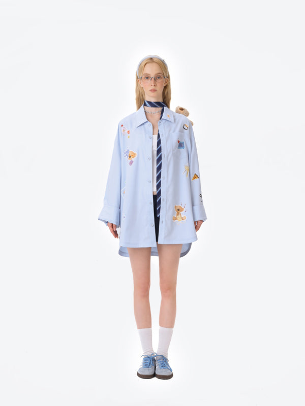 13DE MARZO Bear Stickers Shirt - 13DE MARZO