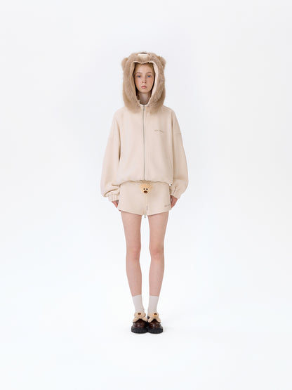 13DE MARZO Doozoo Zipper Hoodie Beige - 13DE MARZO