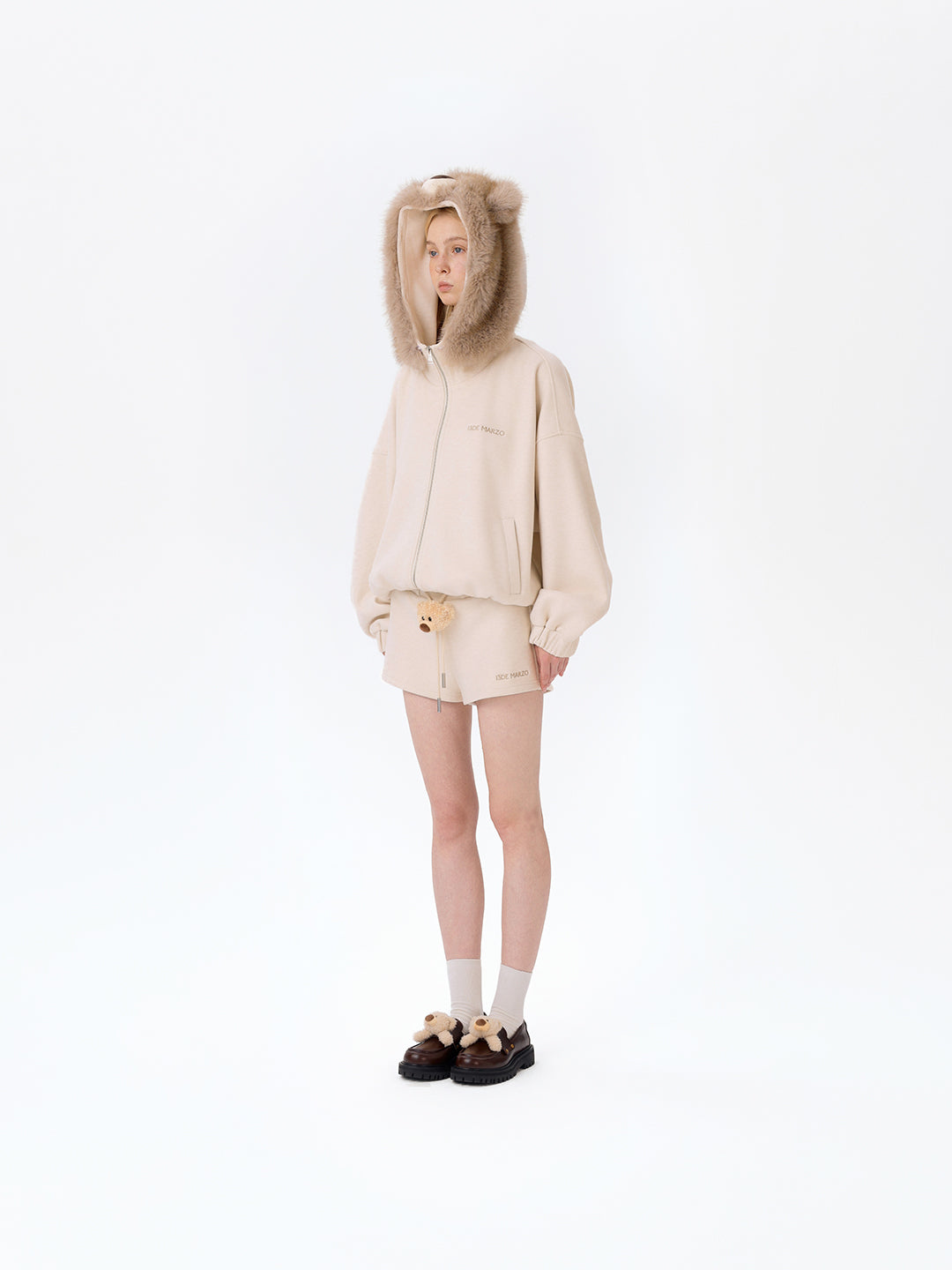 13DE MARZO Doozoo Zipper Hoodie Beige - 13DE MARZO