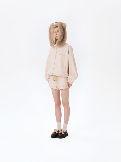 13DE MARZO Doozoo Zipper Hoodie Beige - 13DE MARZO