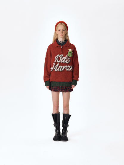 13DE MARZO Christmas Bear Polo Sweater