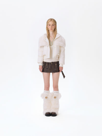 13DE MARZO Doozoo Detachable Short Down Jacket Beige - 13DE MARZO
