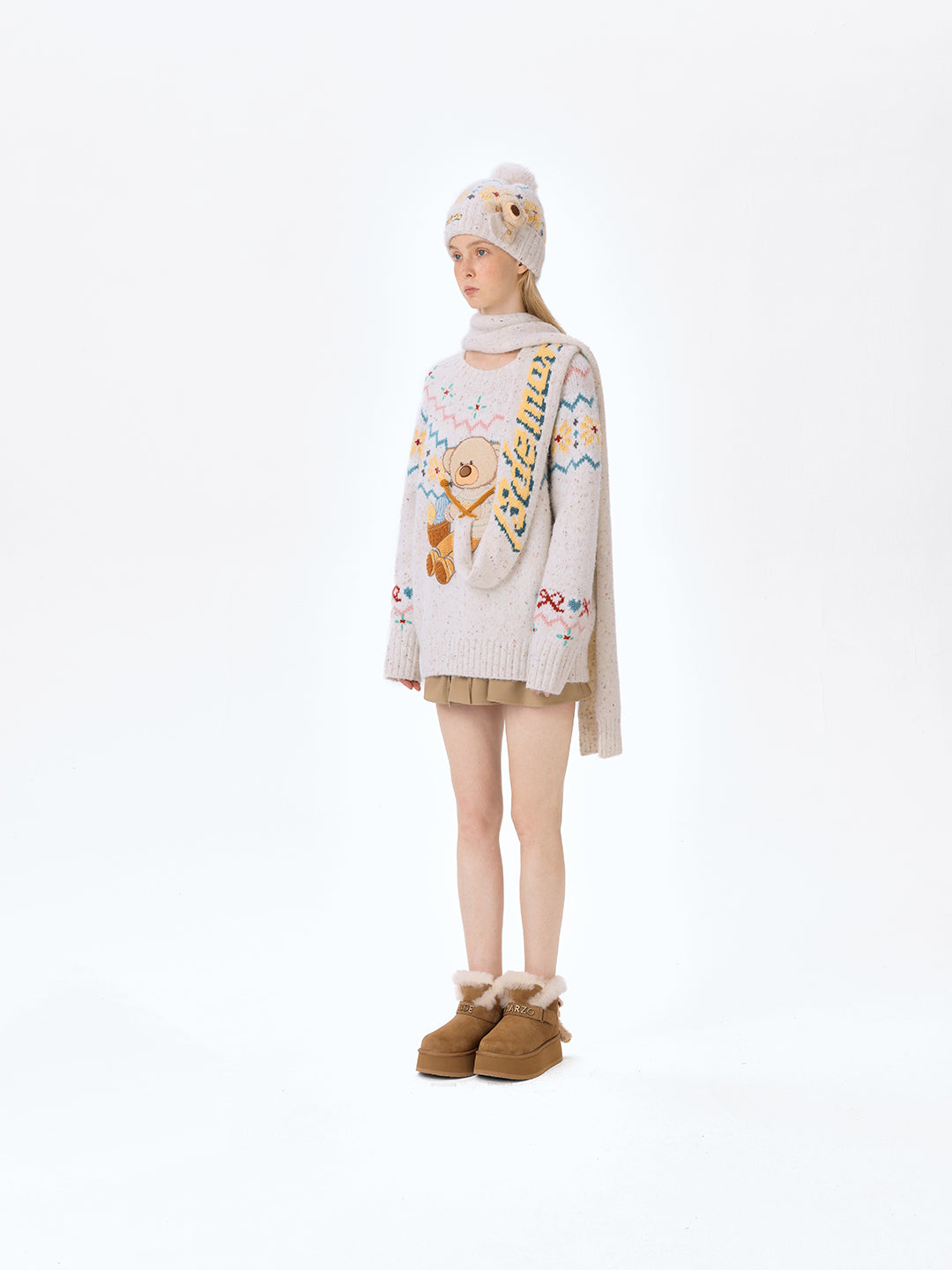 13DE MARZO Fair Isle Bear Knit Sweater - 13DE MARZO