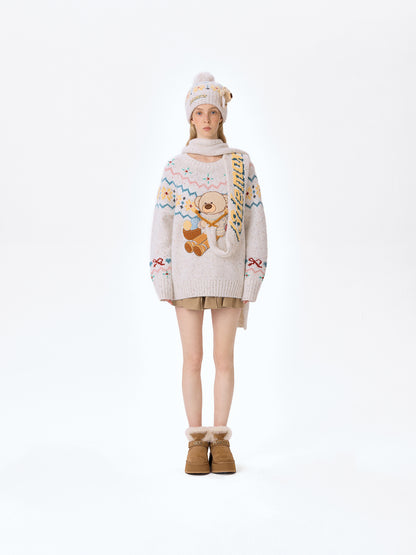 13DE MARZO Fair Isle Bear Knit Sweater - 13DE MARZO