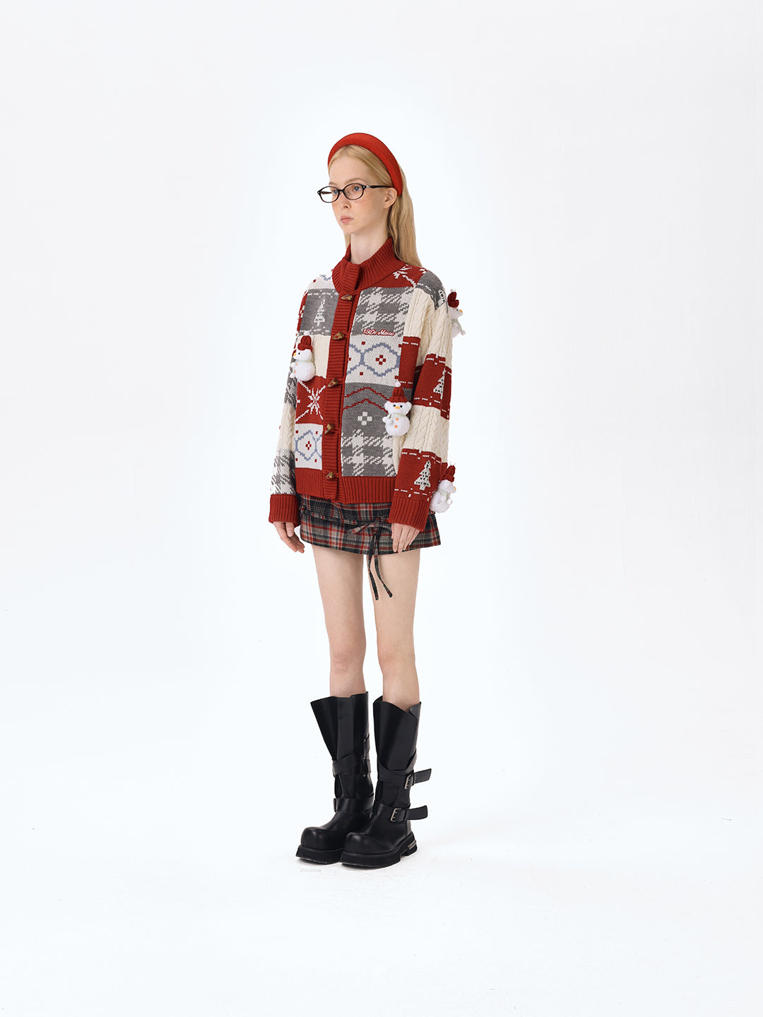 13DE MARZO Snowbear Christmas Cardigan Red - 13DE MARZO