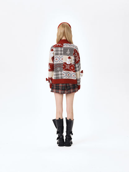 13DE MARZO Snowbear Christmas Cardigan Red - 13DE MARZO