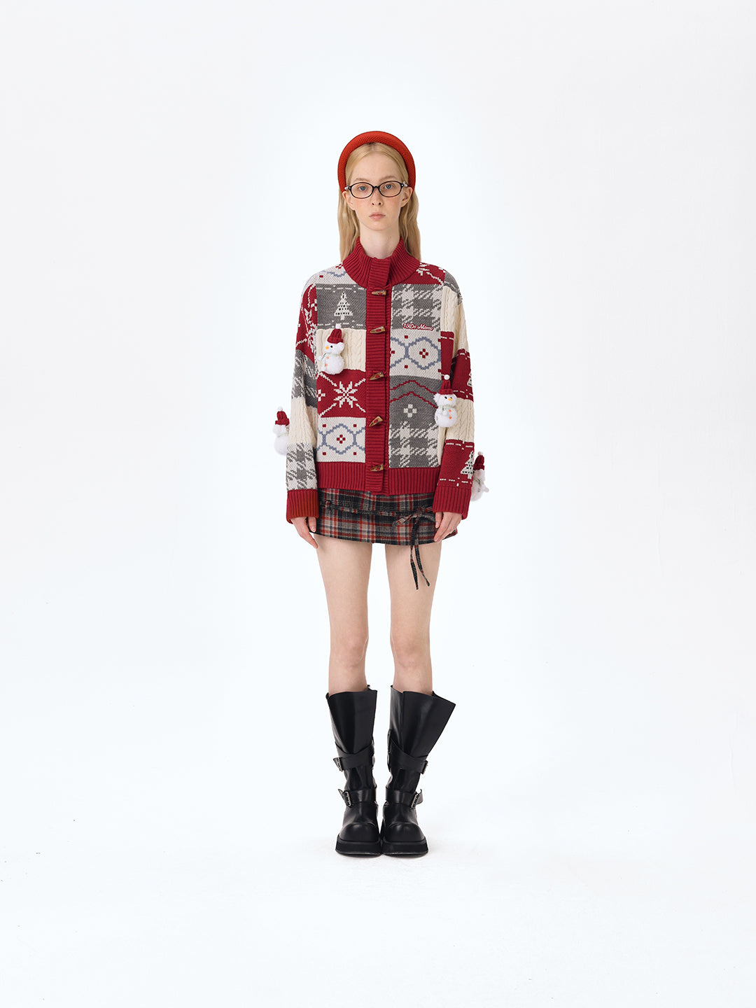 13DE MARZO｜Snowbear Christmas Cardigan Red