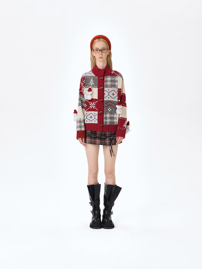 13DE MARZO Snowbear Christmas Cardigan Red - 13DE MARZO