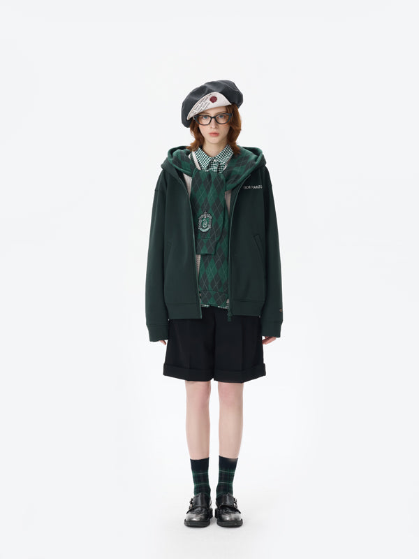 Harry Potter × 13DE MARZO Hogwarts Four Houses Bear Zipper Hoodie - 13DE MARZO