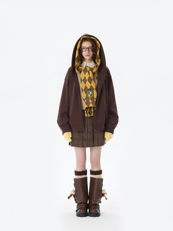 Harry Potter × 13DE MARZO Hogwarts Four Houses Bear Zipper Hoodie - 13DE MARZO