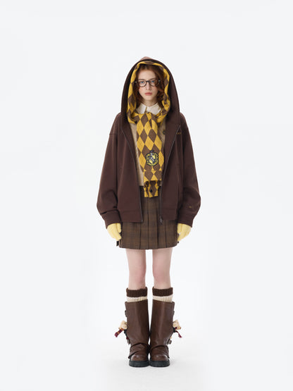 Harry Potter × 13DE MARZO Hogwarts Four Houses Bear Zipper Hoodie - 13DE MARZO