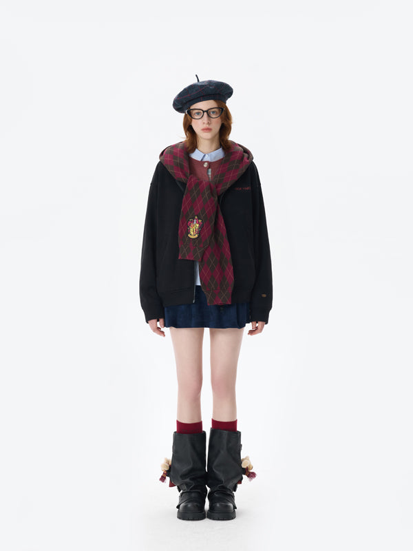 Harry Potter × 13DE MARZO Hogwarts Four Houses Bear Zipper Hoodie - 13DE MARZO