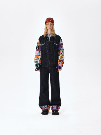 13DE MARZO Square Pattern Jeans - 13DE MARZO