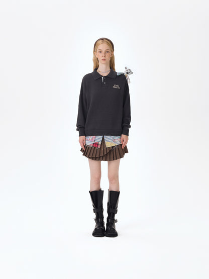 13DE MARZO Plaid Bear Polo Sweater - 13DE MARZO