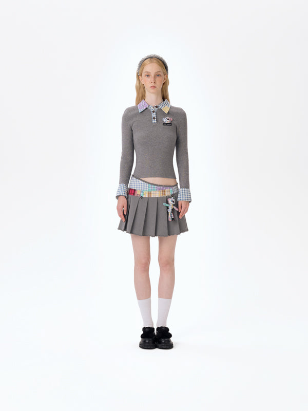 13DE MARZO Plaid Bear Patch Fit Skirt - 13DE MARZO