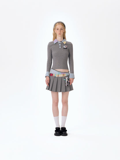 13DE MARZO Plaid Bear Patch Fit Skirt - 13DE MARZO