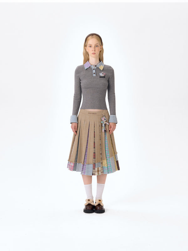 13DE MARZO Plaid Bear Shaded Skirt - 13DE MARZO
