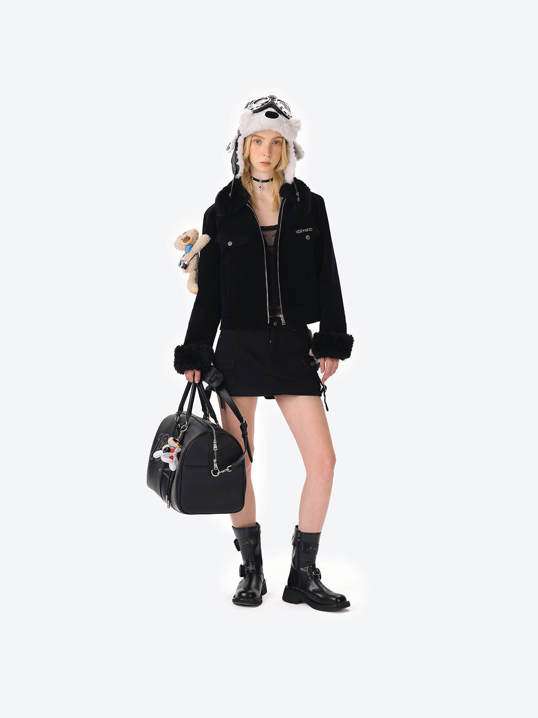 13DE MARZO Bear Corduroy Detachable Jacket Black - 13DE MARZO