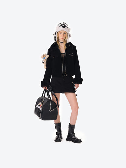 13DE MARZO Bear Corduroy Detachable Jacket Black - 13DE MARZO